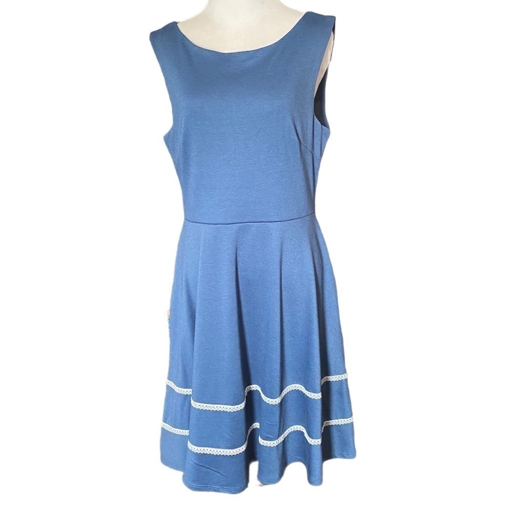 Blue & White Coquette Sleeveless Dress SZ XL